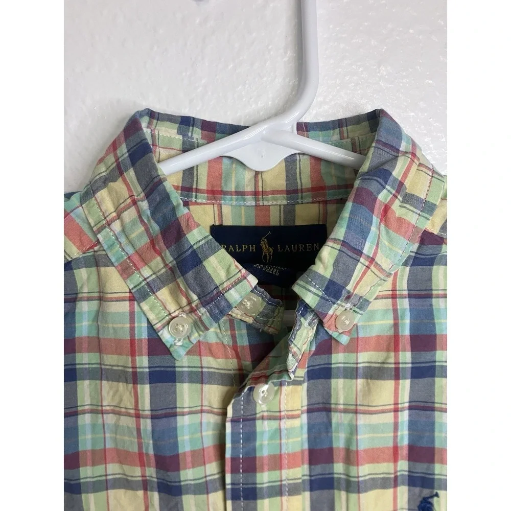 Ralph‎ Lauren Boys Size 4T Button Down Shirt Multicolor Plaid Preppy SUMMER Pony